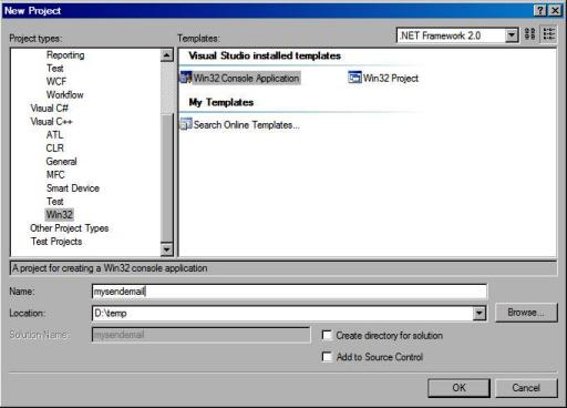Visual C++ console email sample