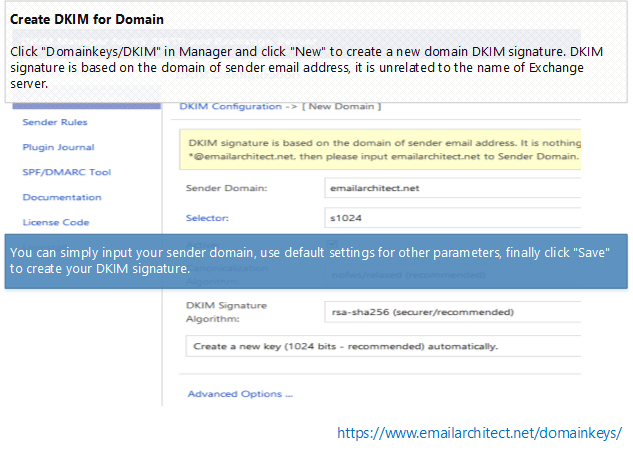 Create new Domainkeys/DKIM