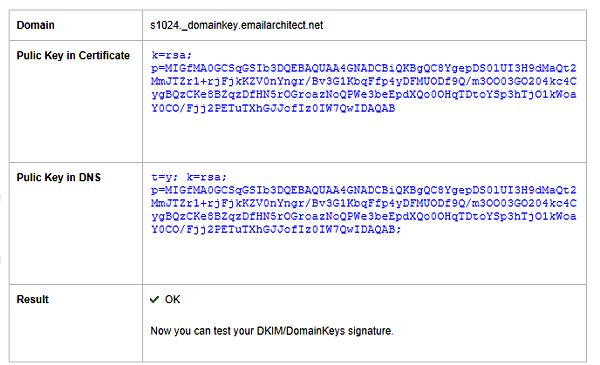 DKIM public key test