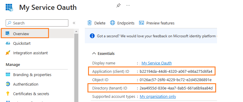 client int of azure app