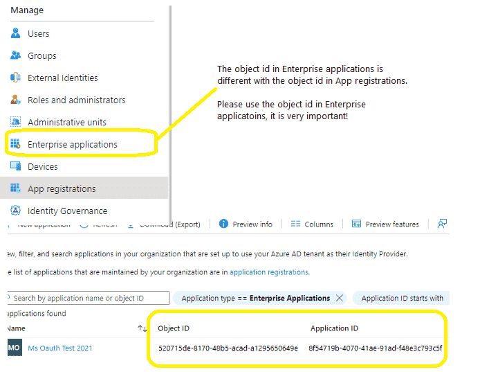 azure application client id and object id in enterprise application