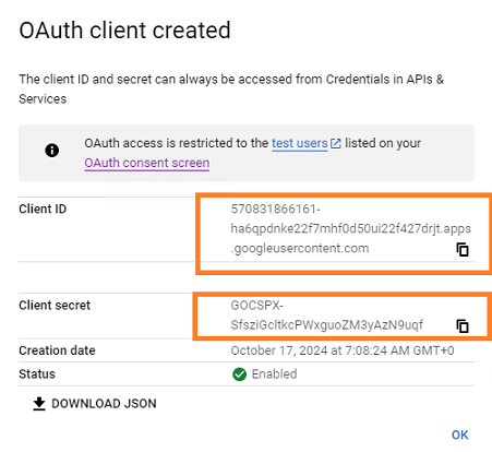 google oauth client secret