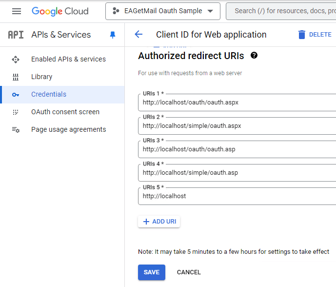 Authorized Redirect URIs