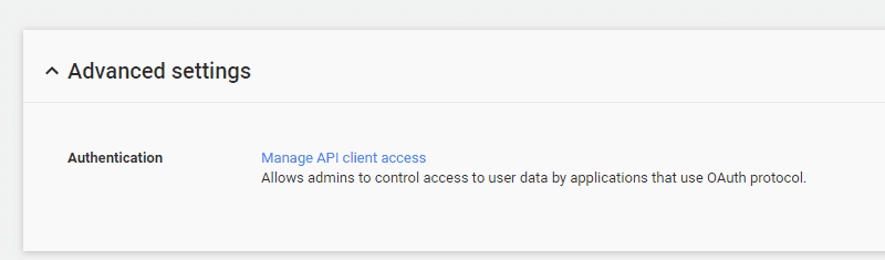 manage api client access by G Suite Administrator