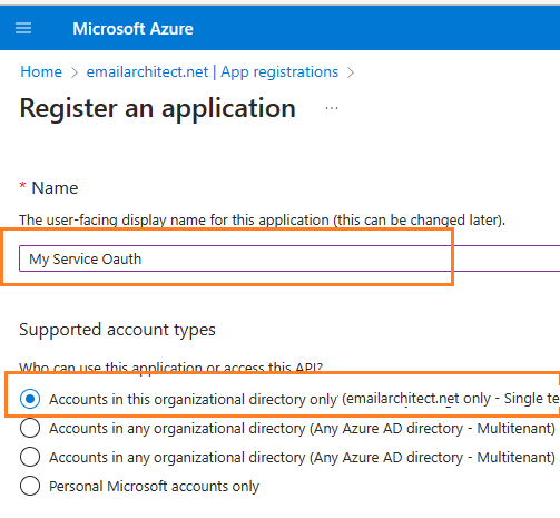 register app in azure