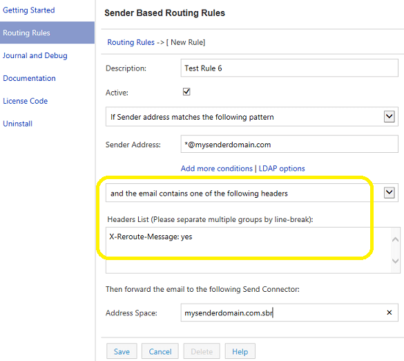 Transport Rule works with Header Conditions in Exchange Server