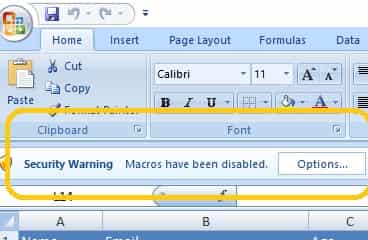 excel enable macro