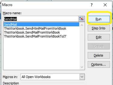 excel run macro