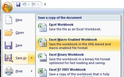 excel save as