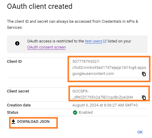 google oauth client secret