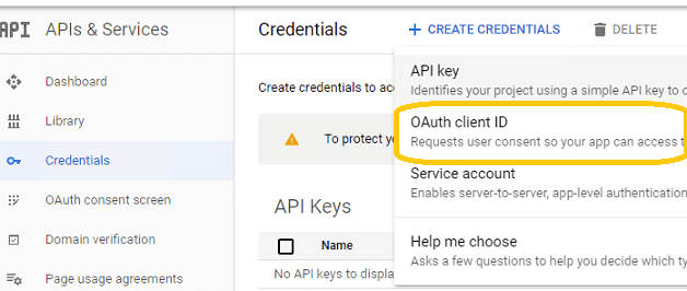 google oauth Credentials