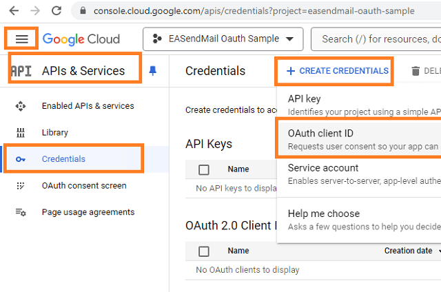 google oauth Credentials