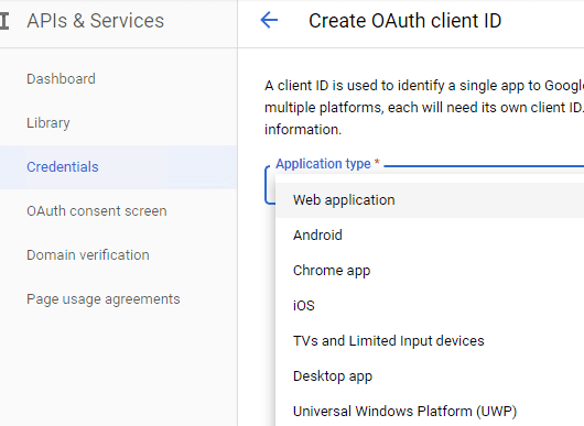 google oauth Credentials