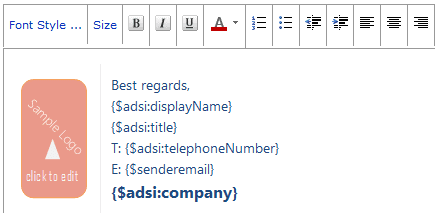 Disclaimer/signature with ADSI variables in IIS SMTP Service