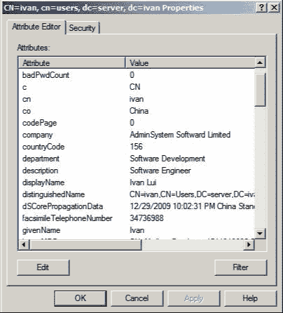 Use ADSIEdit to query user's attribute name