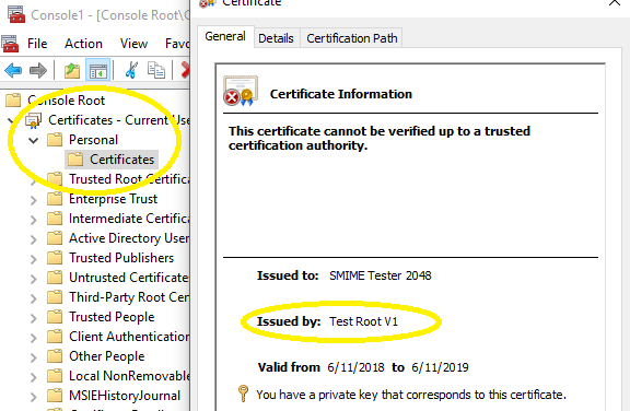 Test root certificate